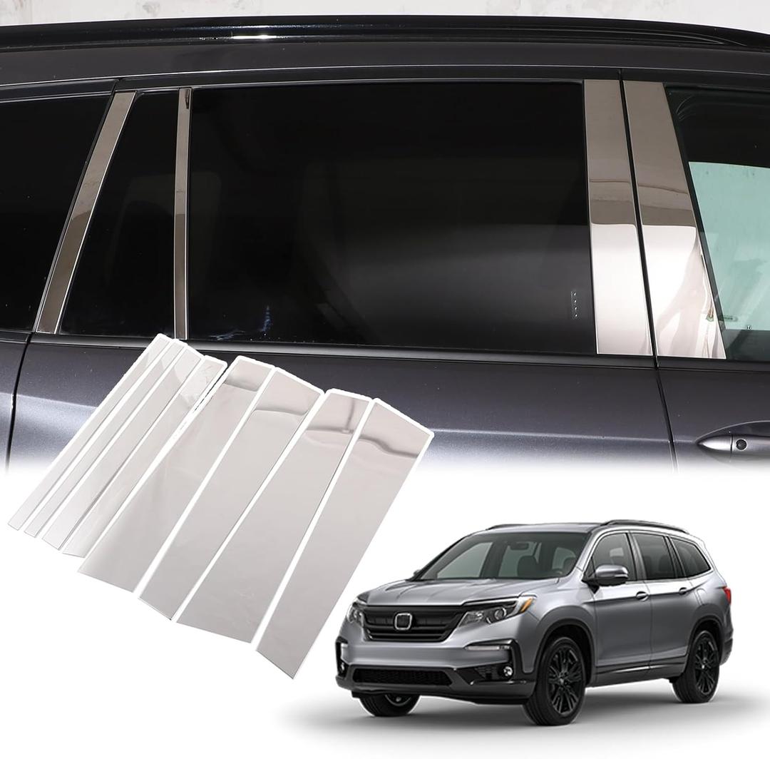 8PCS Car Window Pillar Post Trim Compatible with Honda Pilot 2015-2022 Chrome Gloss Side Door Window Cover Trim Thick Stainless Steel Auto Accessories