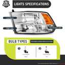 Headlights for 2009-2018 Dodge Ram 1500, for 2010-2018 Dodge Ram 2500 3500 with High/Low beam Bulbs, Driver & Passenger Side(ONLY fit Quad-Hole Single Headlight)