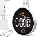 USB Carbon Monoxide Detector with Touch Screen, Plug-in/USB-A/USB-C Powered Carbon Monoxide Monitor Alarm, Portable CO Detector Easy to Read & Use, for Home/Hotel/Travel/Office/RV (1-Pack)
