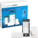 Lutron Diva Smart Dimmer Switch Kit for Caseta Lighting w/ Hub, Pico Remote & Pedestal, Smart Dimmer Works with Apple Home, Ring, Google Home, 3 Way, DVRF-BDG-1DP-A