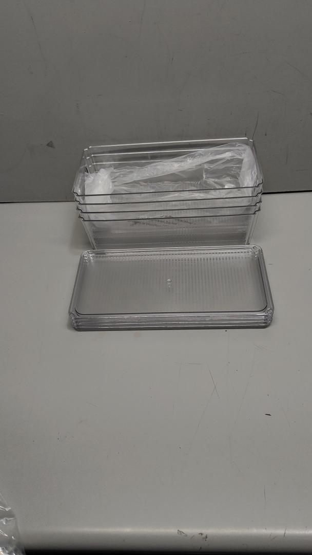 Clear Plastic Fridge Organization Bins With Lids, 4-Pack