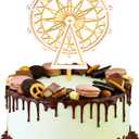 Double Layer White and Gold Ferris Wheel Acrylic Cake Topper Photo Booth Props Birthday Party Decoration Celebrations for Boys and Girls