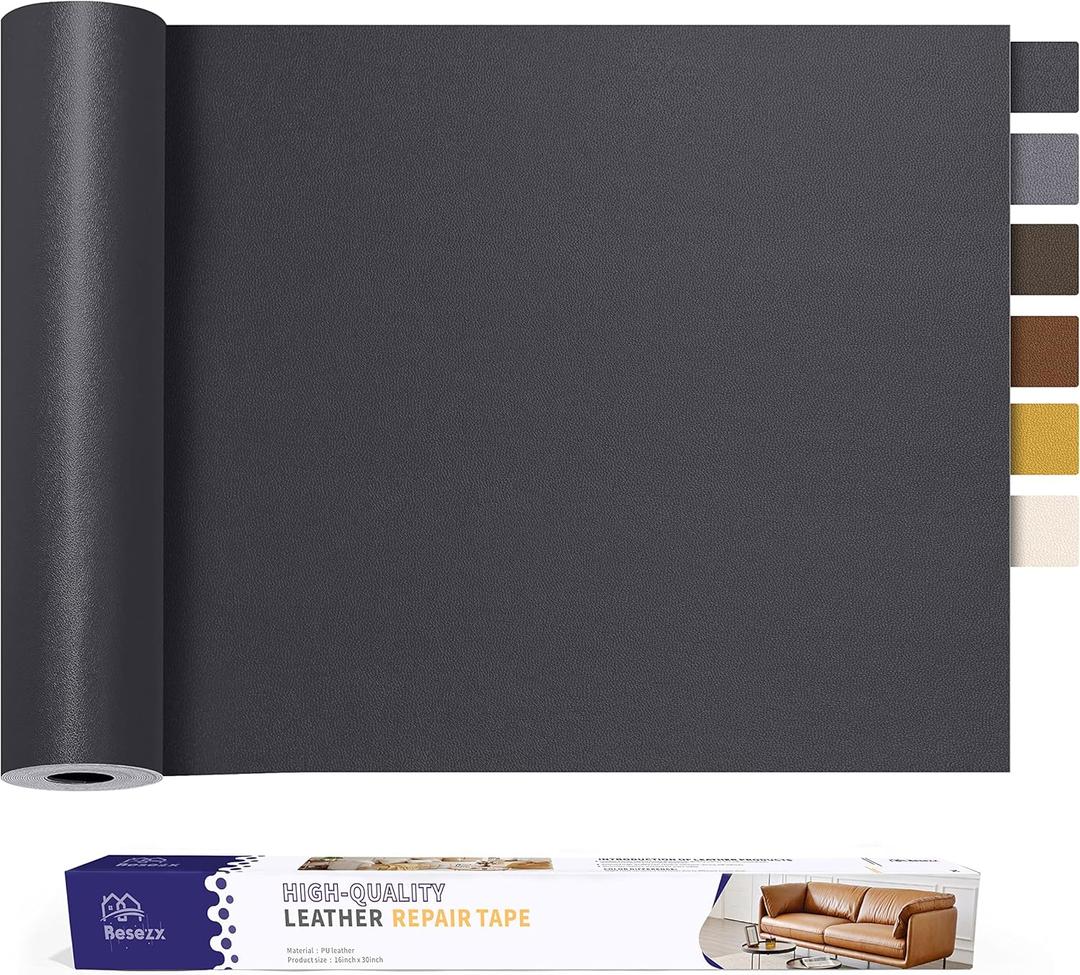 Leather Repair Patch Tape Kit, Self Adhesive Leather Repair for Furniture, Couch, Sofa, Car Seats,Office Chair,Vinyl Repair Kit.30inx16in (Dark Grey) Leather Repair Patch Tape Kit, Self Adhesive Leather Repair for Furniture, Couch, Sofa, Car Seats,Office Chair,Vinyl Repair Kit.30inx16in (Dark Grey)
