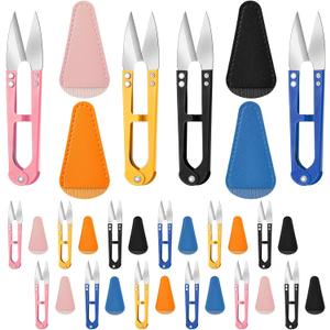 Lasnten 12 Sets Thread Snips for Sewing with Leather Sheath Cover Carbon Steel Thread Cutter Small Yarn Snips Embroidery Cross Stitch Scissor for Sewing Quilting Knitting Craft DIY Supplies
