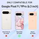 CameCosy Floral Case for Google Pixel 9 Pro 6.3inch with Luxury Pink Marble Pattern for Women Girls, Transparent Soft TPU Ultra Slim Anti-Scratch Shockproof Protective Cover for Google Pixel 9 Pro