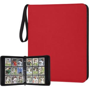 9 Pocket Card Binder, Premium Zip Trading Card Binder, 720 Double Sided Pocket PU Card Collection Binder, Collector Card Album, Card Folder for MTG, TCG, Sports Cards, Game Cards (RED)