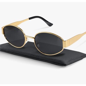 3 PCS livho Retro Polarized Sunglasses - UV400 Protection, Oval Shape, Metal Frames - Matching Soft Case Inlcuded