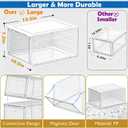 Thickened Clear Shoe Storage Organizer with Magnetic Door, Sturdy Stackable Shoe Boxes for Closet, Collapsible Space-Saving Shoe Rack for Sneakers & Boots, Plastic Shoe Cabinet Box Set, 6 Pack, White