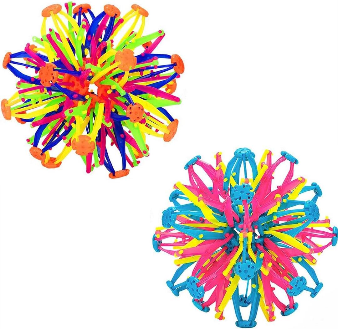 2PCS Expandable BreathingColorful Inflatable Ball Expandable Magic Ball - Stress Reliever Fidget Toys - Breathing Magic Collapsible Ball Toys for Kids & Adults Stress Needs - for Yoga,ADHD (2PCS)