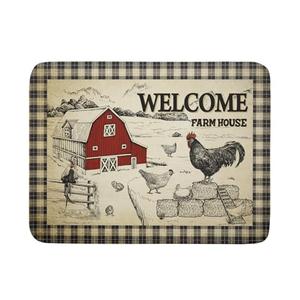 Farmhouse Rooster Dish Drying Mat 18x24 Inch Country Chicken Absorbent Dish Drainer Mat Reversible Countertops Protector Pad Kitchen Accessories