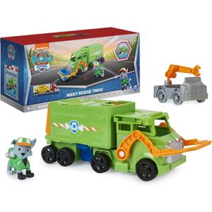 Paw Patrol, Big Truck Pups Rocky Transforming Toy Trucks with Collectible Action Figure, Kids Toys for Ages 3 and up