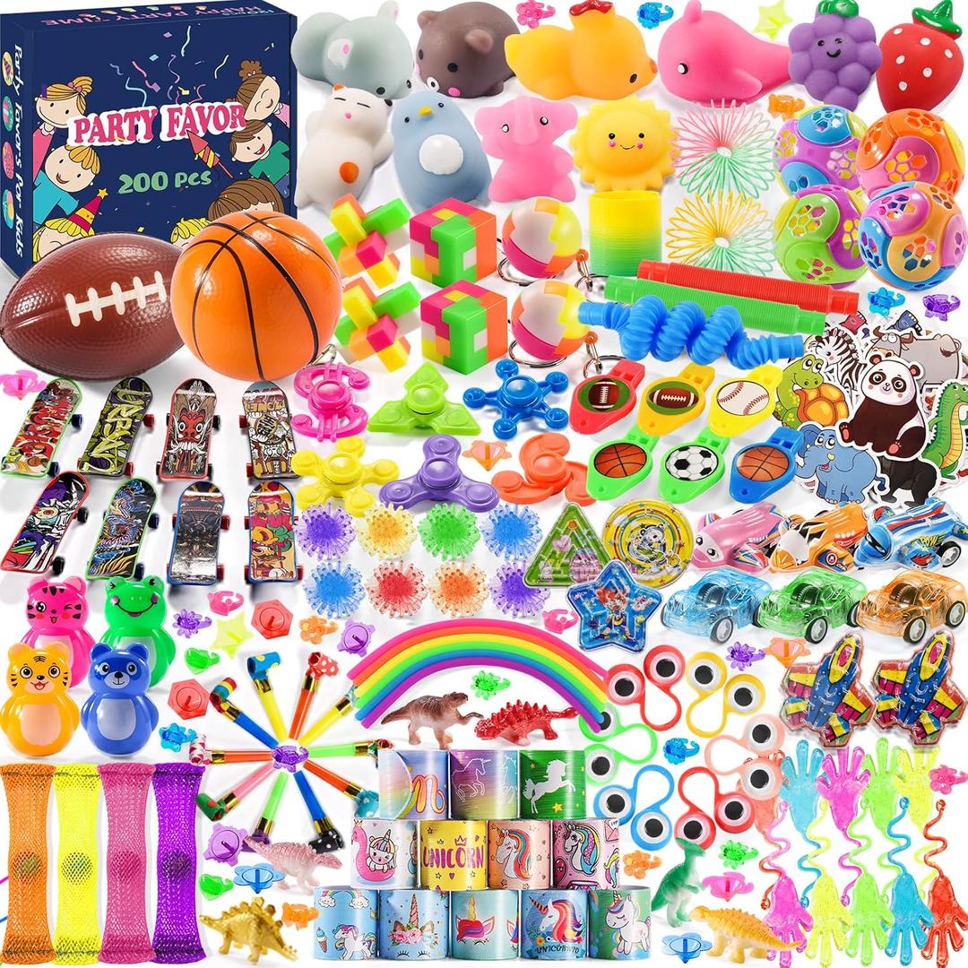 200 PCS Party Favors for Kids 8-12, Treasure Prize Box Toys for Kids Classroom Rewards, Goodie Bag Stuffers Pinata Fillers, Small Bulk Toys for Birthday Gift Bag 4-8
