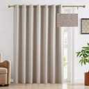 RYB HOME 100% Blackout Linen Curtains for Sliding Glass Doors, Extra Wide Thermal Insulated Privacy Curtains for Bedroom/Patio Door/Living Room/Open Closet, Room Divider, Linen, W100xL84, 1 Panel