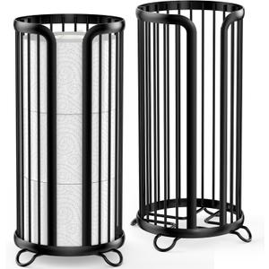 Toilet Paper Holder Stand, Freestanding Toilet Tissue Organizer, Minimalistic Storage Solution, Reserve Mega Rolls,Modern Black-2PACK