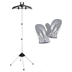 Clothes Steamer Stand Hanger with Steamer Ironing Gloves for Steaming Clothes, Handheld Garment Steamer Rack with Flexible Anti Steam Mitt