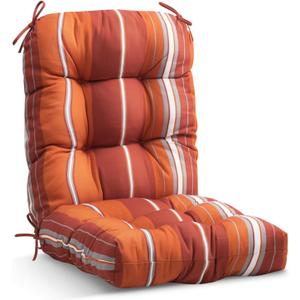 EAGLE PEAK Tufted Outdoor/Indoor Seat/Back Chair Cushions, Set of 1, 42'' x 21'', Red Stripes