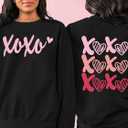 Valentines Sweatshirts for Women Love Heart Graphic Sweatshirt Valentine's Long Sleeve Pullover Tops (Black, M)