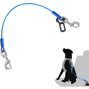 Petbobi Dog Seat Belt for Car - Chew Proof Durable Dog Seatbelt Tether for Small Medium Large Pets - Metal Vehicle Harness Restraint with Double Clips and Latch - Car Leash for Safety Travel (32 inch, Blue)