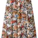 NASHALYLY Women's Chiffon Elastic High Waist Pleated A-Line Flared Maxi Skirts Medium