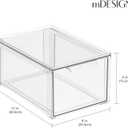 mDesign Plastic Stackable Bathroom Storage with Pull Out Bin Organizer Drawer for Cabinet, Vanity, Shelf, Cupboard, Cabinet, or Closet Organization - Lumiere Collection - 4 Pack - Clear