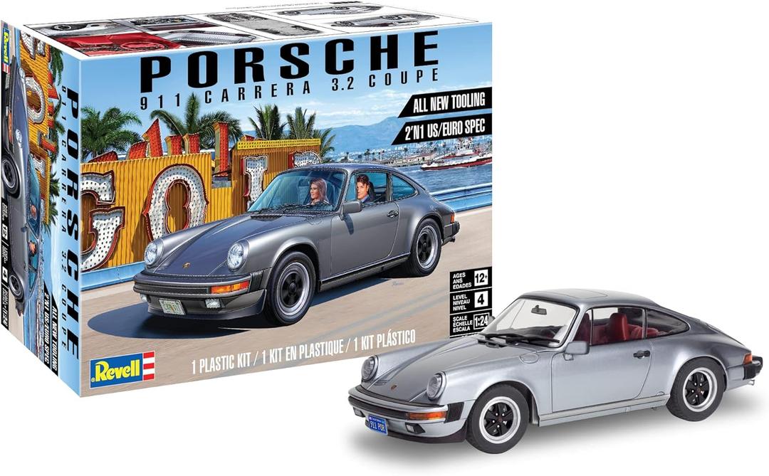 Revell 85-4521 Porsche 911 Carrera 3.2 Coupe 2N1 Model Car Kit 1:24 Scale 109-Piece Skill Level 4 Plastic Model Building Kit