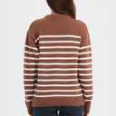 Tronjori Womens Striped Jacquard Crewneck Sweaters Pullover Casual Fall Winter Long Sleeve Knit Tops (S)