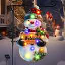 amadecohome Lighted Christmas Garden Flag 22x13, 8 Modes Double Sided Solar Christmas Decorations Outdoor LED Navidad Flag, Yard Decorations for Xmas Patio Lawn Porch (Snowman Multicolor)