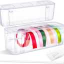 Saypacck 2 Pcs Ribbon Organizer Storage Craft Ribbon Holder Plastic Craft Room Organization for DIY Tape Sewing Spool Flower Shop Art Gift Wrapping Supplies