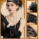 Zinniday Vintage 1920s Accessories for Women, 5 Pcs 20s Flapper Accessories Roaring 20s Theme Set for Evening Cocktail Prom (Black)