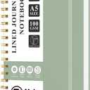 4 x Lined Journaling Notebook for Women, A5 Spiral Notebook with 100gsm Thick Paper, 70 Sheets / 140 Pages, Notebooks for Work, Journals, Notes, Bible Study, and Daily Use (A5 | 5.83" x 8.27", Sage Green)