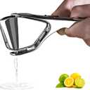 Heavy Duty Lemon Squeezer Stainless Steel - Max Extraction Manual Juicer - Easy Squeeze Fold-Flat Lime Citrus Handheld Juice Extractor (Large, Silver)