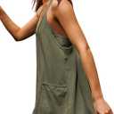 Yidarer Womens Summer Athletic Mini Dress Sleeveless Spaghetti Strap Built-in Shorts Scoop Neck Sundress with Pockets (Green, XS)