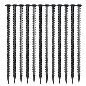 16 Inch Rebar Stakes,Ground Stake 1/2 Inch Diameter，Galvanized Steel Ground Anchors, Heavy Duty Metal Spikes，Asphalt Anchor,Used for Speed Bump Wheel Stop and Camping Tent(Pack of 16, Black)