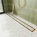 Neodrain 30-Inch Gold Linear Shower Drain with Tile Insert Cover, Golden 304 Stainless Steel Rectangle Shower Floor Drain, Linear Drain with Leveling Feet, Hair Strainer,CUPC Certified