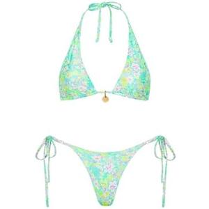 RoseSeek Women's 2 Pieces Zebra Striped Bikini Set Halter Triangle Swimsuit Y2K Tie Side Bathing Suit. XS
