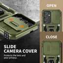 2 x WRJ for Samsung Galaxy S25 Plus/S24 Plus Case with Slide Camera Cover and Screen Protector, Military Grade Protection [Rotated Kickstand] Heavy Duty Shockproof Protective Cover-Olive Green