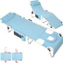 Heavy Duty Tanning Chair with Face Hole Adjustable 5-Position Folding Chaise Lounge Chairs for Outside Portable Lay Flat for Beach, Outdoor Sunbathing Patio Pool Lawn Camping Deck Poolside (Standard_blue_1pack)