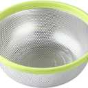 Stainless Steel Colander With Handle and Legs, Large Metal Green Strainer for Pasta, Spaghetti, Berry, Veggies, Fruits, Noodles, Salads, 5-quart 10.5 Kitchen Mesh Colander, Dishwasher Safe