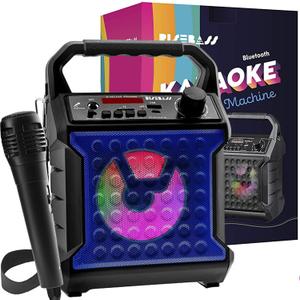 Risebass Portable Karaoke Machine with Microphone with Party Lights for Kids and Adults - Rechargeable USB Speaker Set with Bluetooth, FM Radio SD/TF Card, AUX-in, Birthday Gift for Boys and Girls