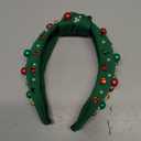 Christmas Headbands for Women - Red Green Pearl Rhinestone Crystal Jeweled Christmas Headband - Fashion Elegant Wide Top Knotted Headband for Women Holiday Costume Accessories(Green)