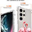 Hungo Compatible for Samsung Galaxy S25 Ultra Case for Women Girls Clear Design Cute,Girly Girls Skin Pink Couple Flamingos in Love Heart Animal