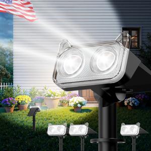 WdtPro Solar Spot Lights Outdoor for Flag, Tree, Sign, Mailbox, Solar Lights Outdoor Waterproof, Bright Landscape Spotlights, Auto ON/Off, Dusk to Dawn Lighting for Yard Patio Garden Pathway, 4 Pack (Cool White)
