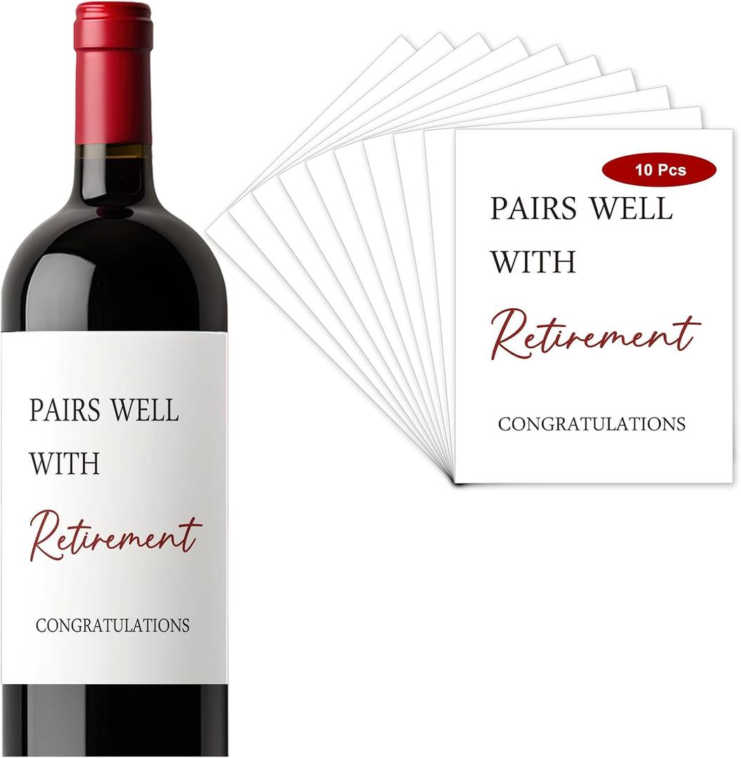 2 x Set of 10 Funny Paires Well with Retirement Labels, Retirement Gifts for Women Men Bottle Stickers
