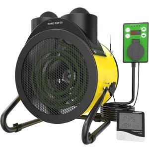 Greenhouse Heater with Thermostat - Electric Patio Heater 1500W, 3S Fast Heating, Overheat Protection, Greenhouse Heater for Green House, Tent, Flower Room (Yellow)