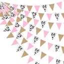 32Ft Western Cowgirl Party Decorations Burlap Pink Cow Triangle Flag Fabric Banner Pennant Garland Streamer for Western Cowgirls Birthday Baby Shower Derby Day Farm Animals Wild Party Decor Supplies