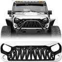 Front Grill Shark Grille Compatible with 2007-2018 Jeep Wrangler Rubicon Sahara Sport JK JKU, White and Black