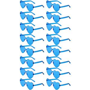 16 Pairs Heart Shaped Sunglasses Candy Color Rimless Fun Heart Glasses for Women Party Favors (Blue)
