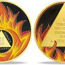 Flame Triangular 2 Year Sobriety Coin | AA Coins for Men & Women | Anniversary Sobriety Gifts | Unity & Service Medallion for Alcoholics Anonymous | AA Chips & Medallions