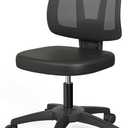 Armless Office Chair Ergonomic Swivel Small Computer Desk Chairs No Armrests with Wheels Adjustable Height Black Task Chairs Without Arms for Small Spaces (Y Shaped Lumbar Support)