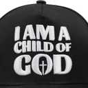 Christian Hats for Men Women Adjustable Size Baseball Cap Christian Easter Gifts Black (Black)